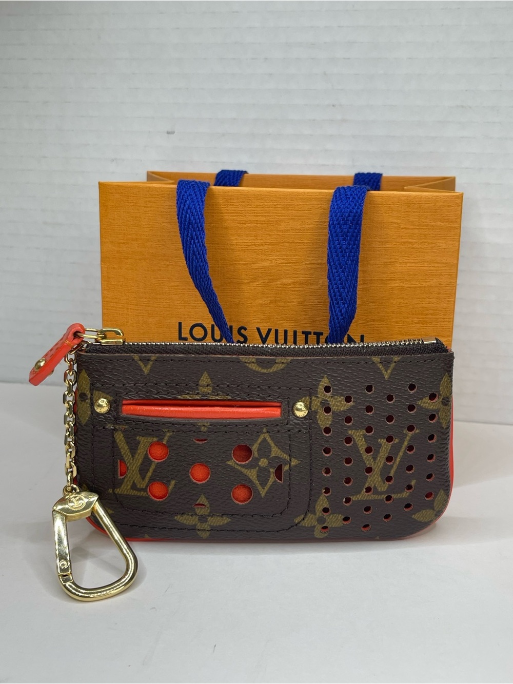 Louis Vuitton Monogram Perfo Pochette Clés Coin Purse/Key Pouch With Bag